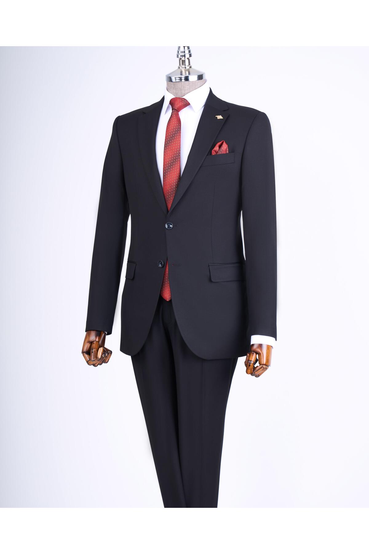 TerziAdemAltun Slim Fit Jacket Pants Suit Black T13567