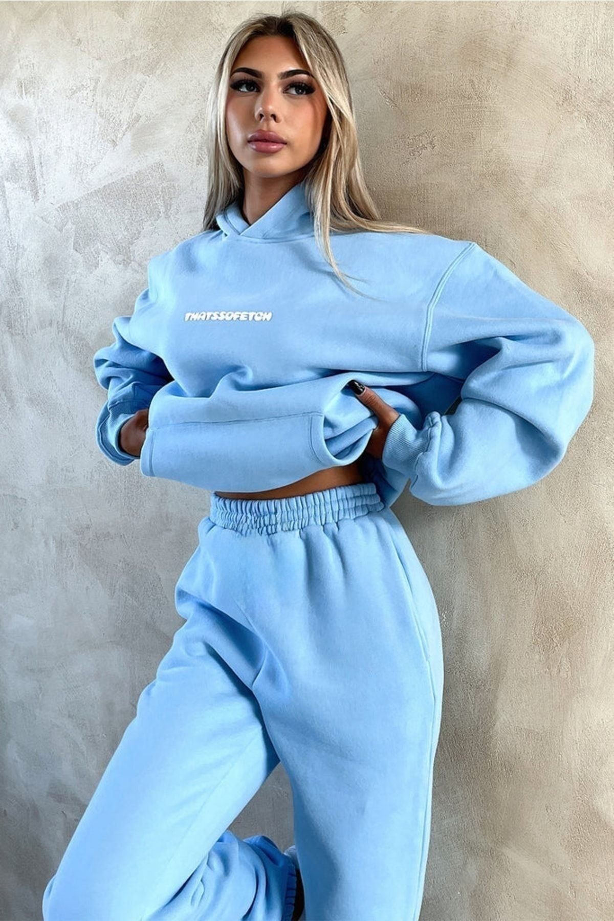 CLAYES-Baby Blue That So Fetch tepláková souprava - oversize mikina s potiskem 5