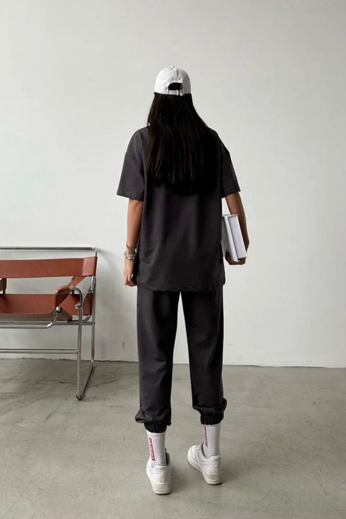 DUBU BUTİK-Boston T-shirt Sweatpants Jogger - Smoked Printed Bottom Top Σετ φόρμας Oversize Crew Neck 3