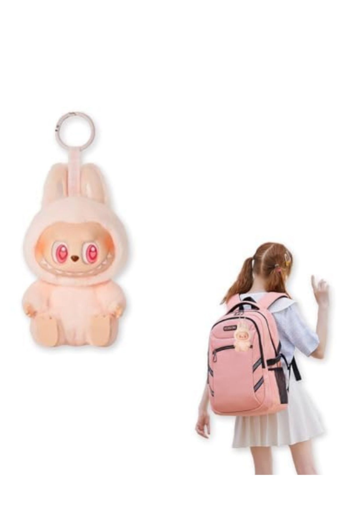 Pop Mart-Cute Monster Plush Keychain –Kawaii Hanging Bag Charm, Soft Vinyl Figure girls and boys toy 4