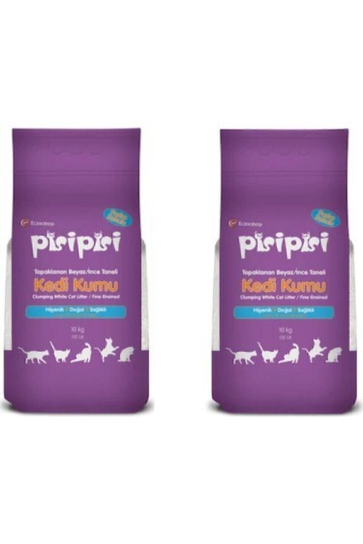 Pisi Pisi Pudra Kokulu Bentonit Kedi Kumu Ince Taneli( 10kg 12 Lit)2 Adet