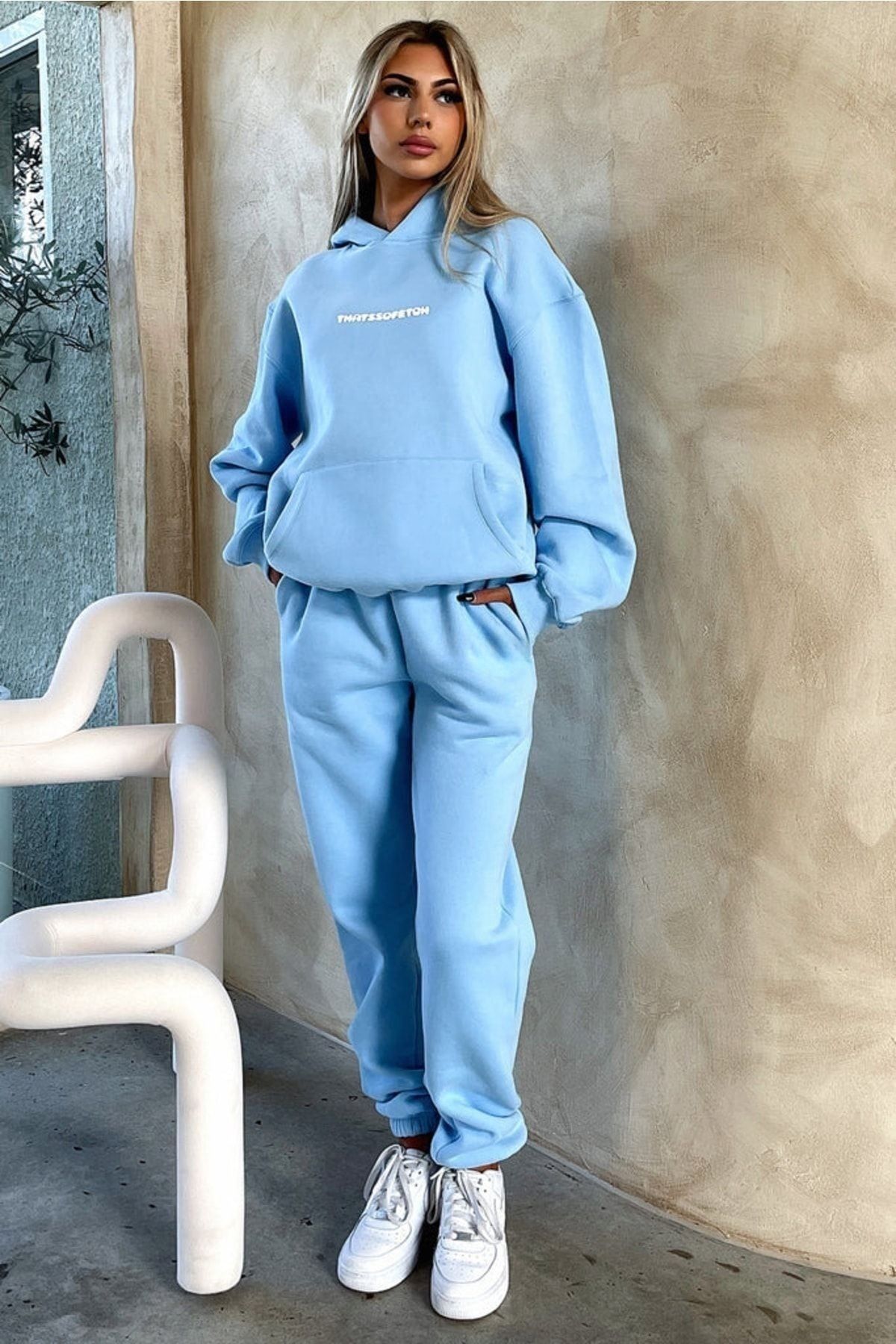 CLAYES-Baby Blue That So Fetch tepláková souprava - oversize mikina s potiskem 3