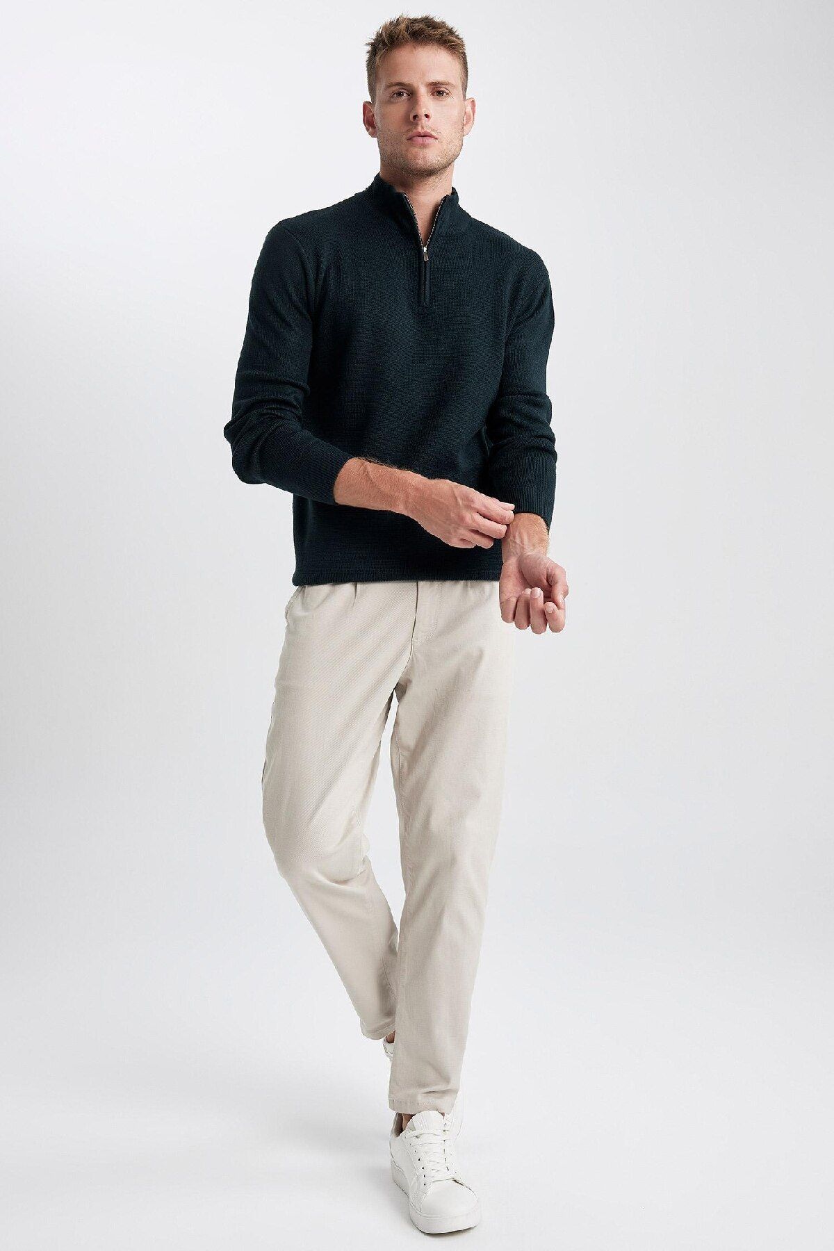 DeFacto-Basic-Strickpullover mit Stehkragen und Reißverschluss – Standard Fit A5184ax23wn 5