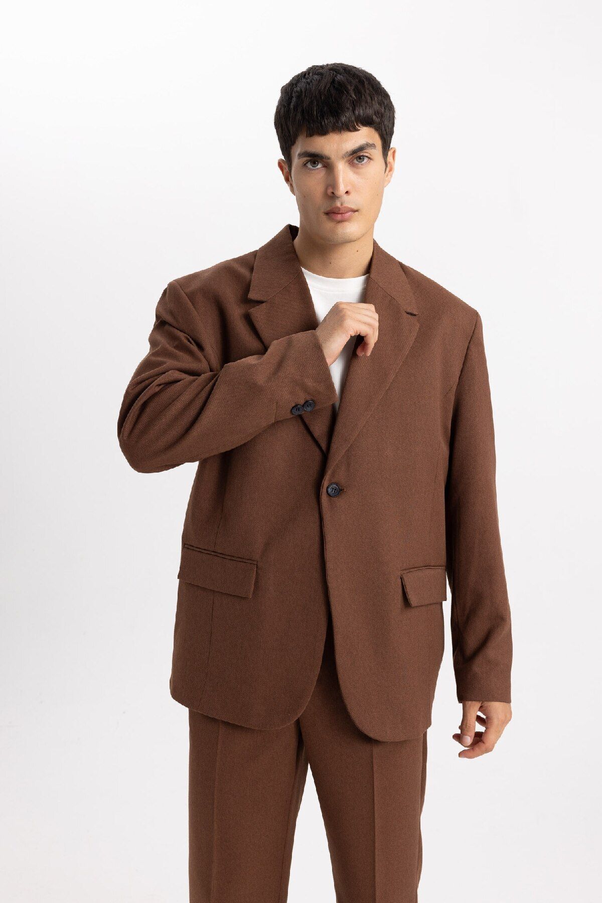 DeFacto-Bequem geschnittene, gefütterte Basic-Blazerjacke – geknöpft B0059ax23wn 8