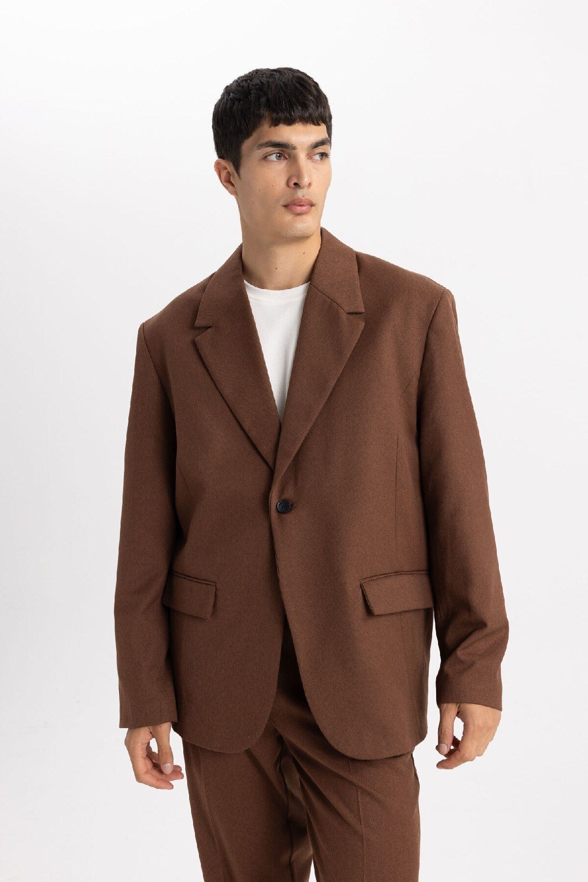 DeFacto-Bequem geschnittene, gefütterte Basic-Blazerjacke – geknöpft B0059ax23wn 7