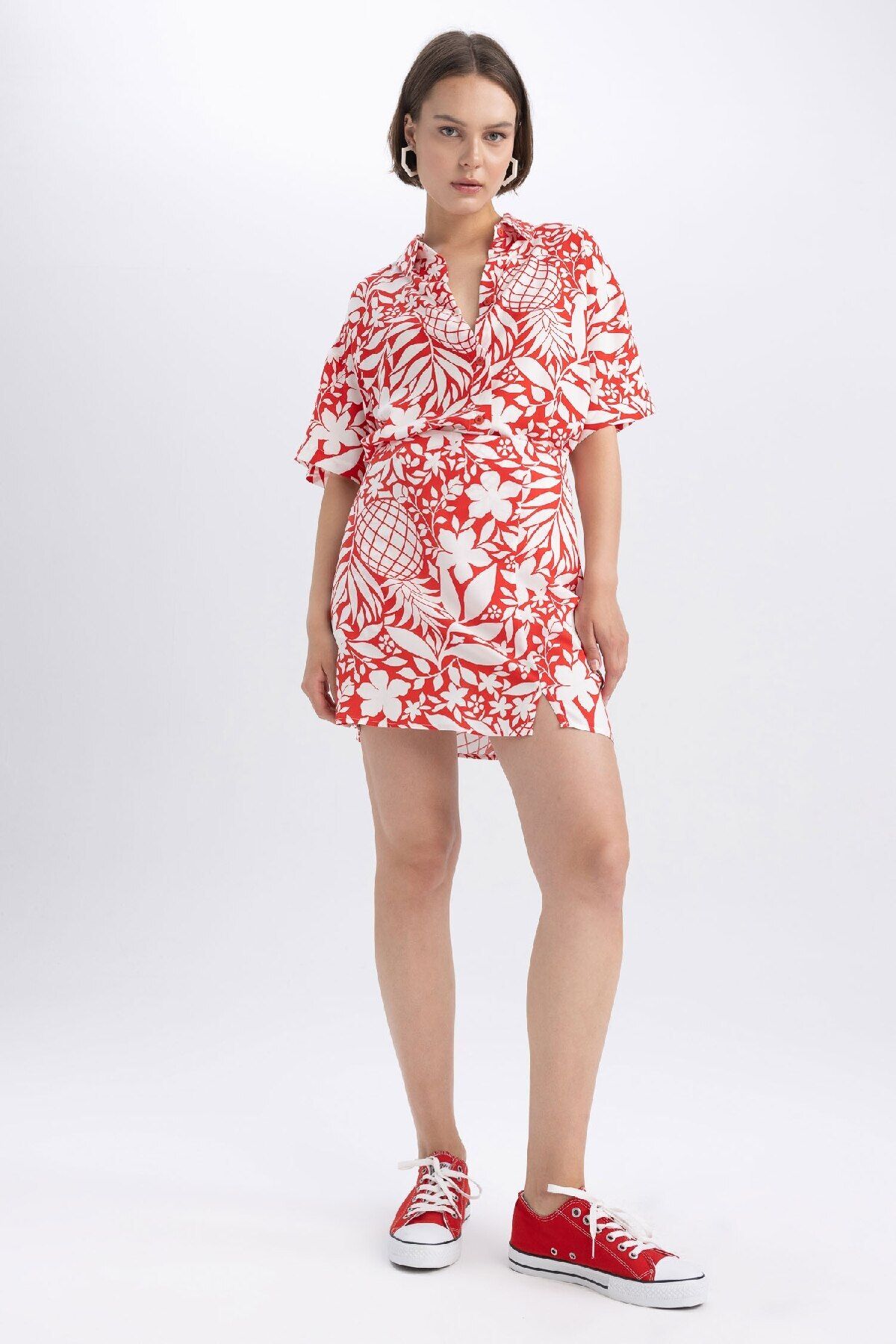 DeFacto-Tropical Patterned Mini Shorts Skirt A9140ax23sm 2