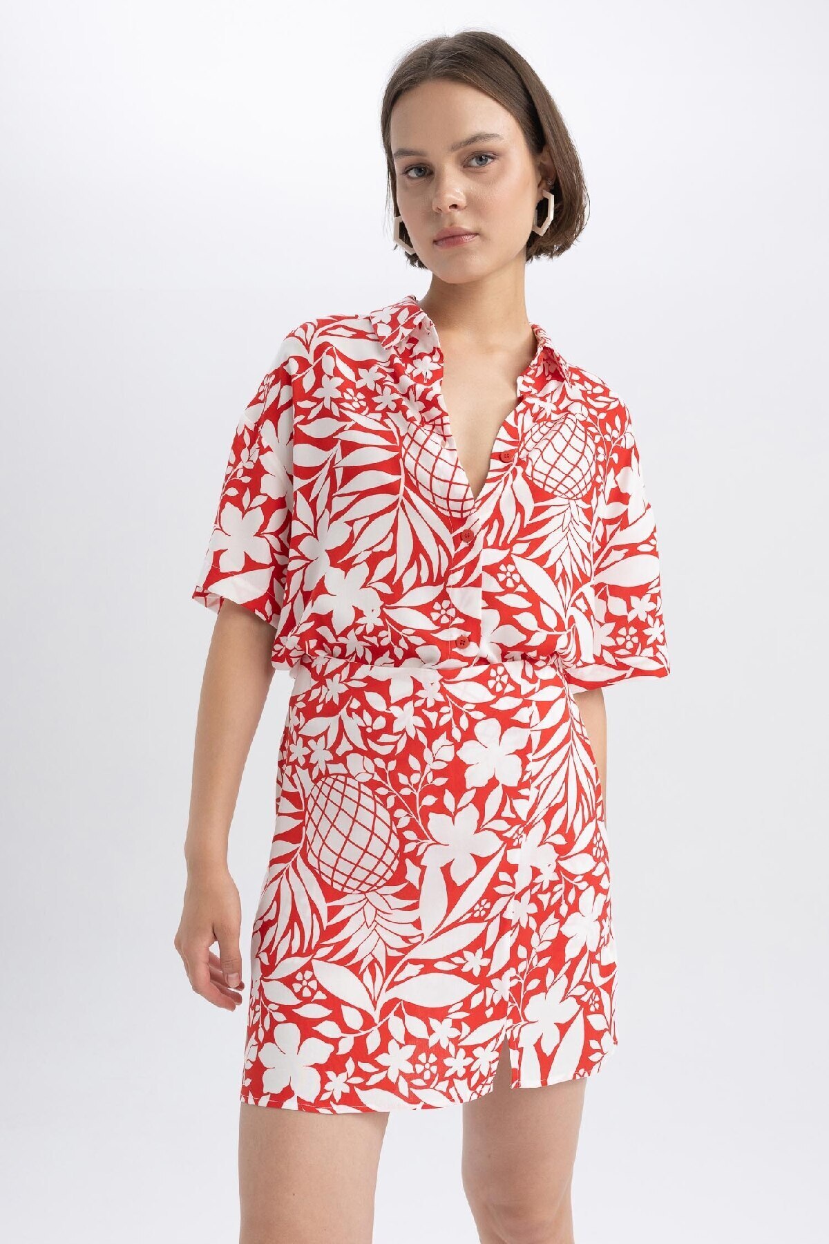 DeFacto-Tropical Patterned Mini Shorts Skirt A9140ax23sm 4