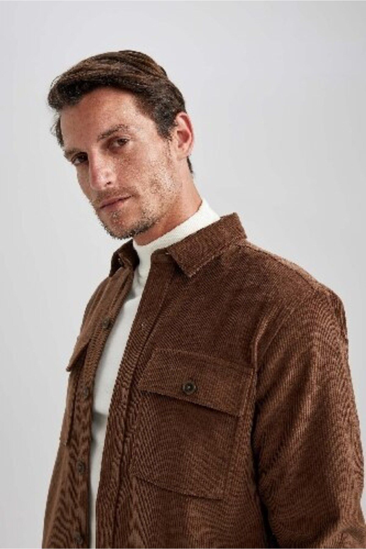 DeFacto-Cord-Langarmshirtjacke mit normaler Passform und Polokragen A7978ax23au 7