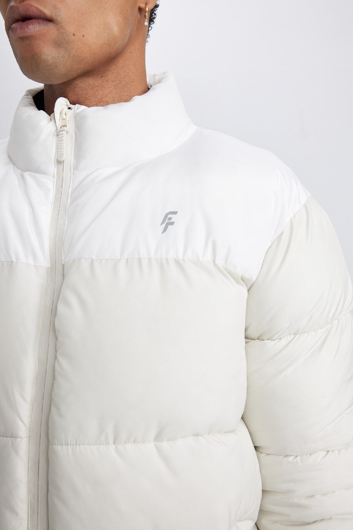 DeFacto-Defactofit Water Repellent Inflatable Coat Windproof Oversize Wide Fit with Zipper Pocket Y7376Az24Sp 4