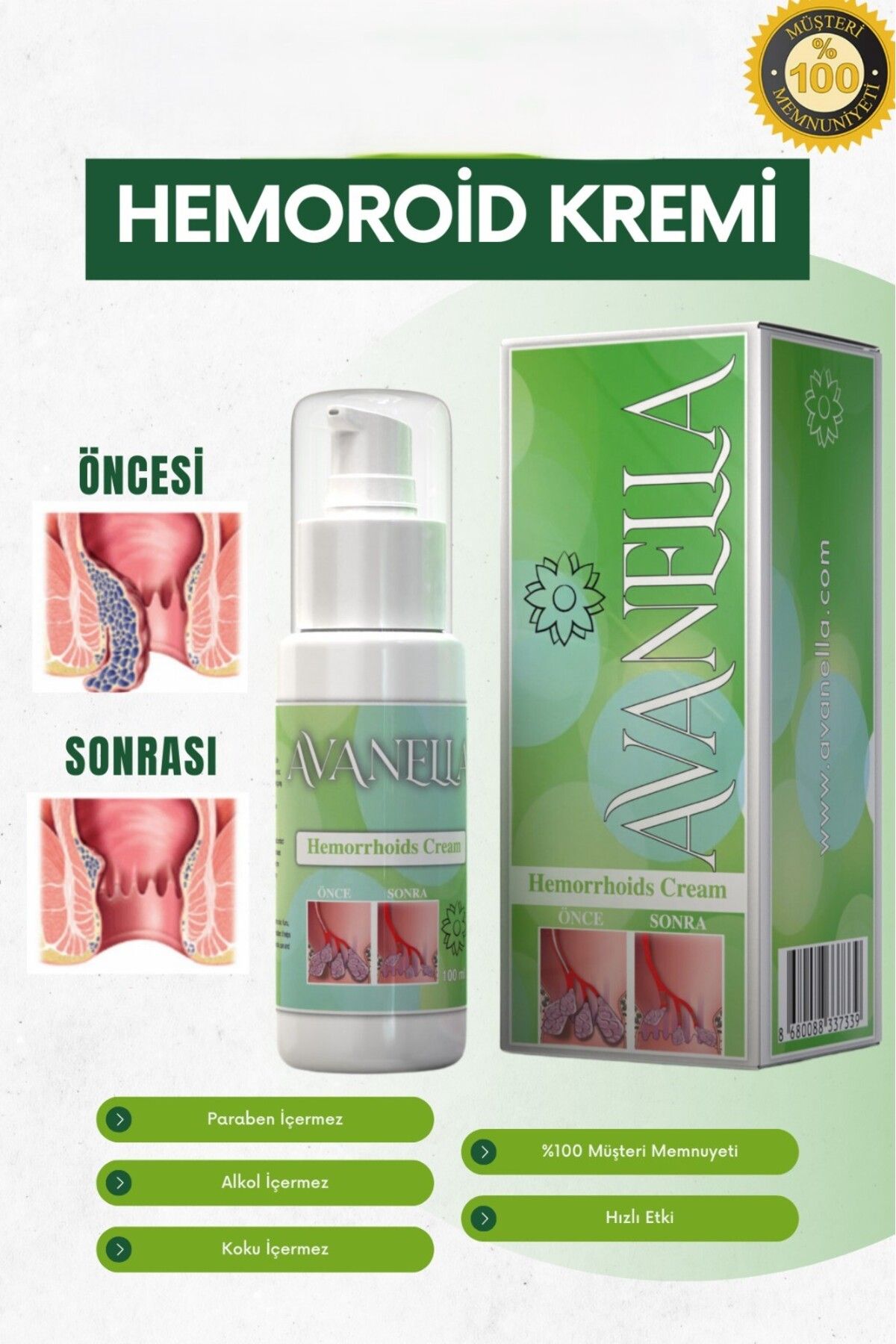 Avanella-2-Pack H.Emoroid B.Asur Cream 100Ml+100Ml 4