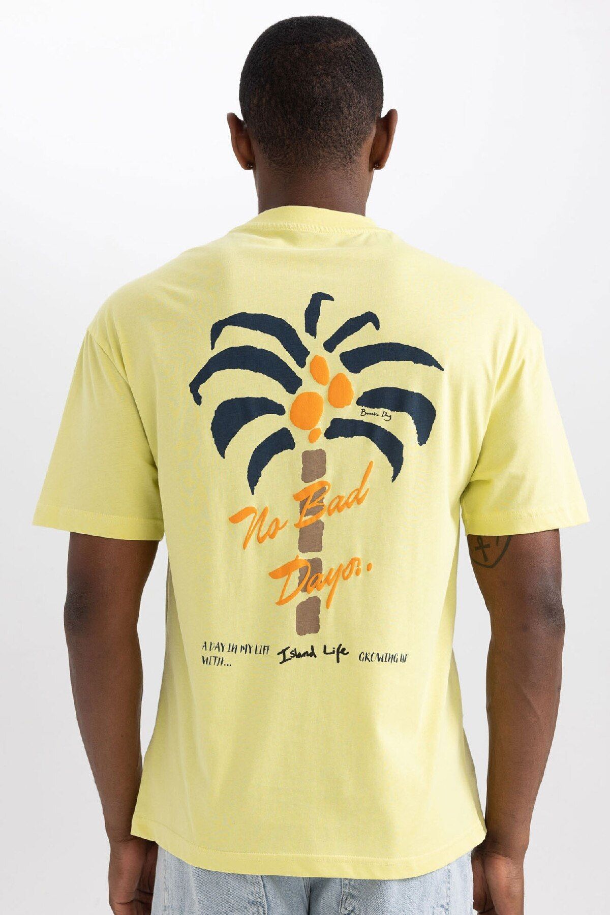 DeFacto Tricou Cu Mânecă Scurtă, Cu Mânecă Scurtă, Cu Imprimeu La Spate, Cu Potrivire Obișnuită, Cu Potrivire Confortabilă B2012ax23hs Masculin - M