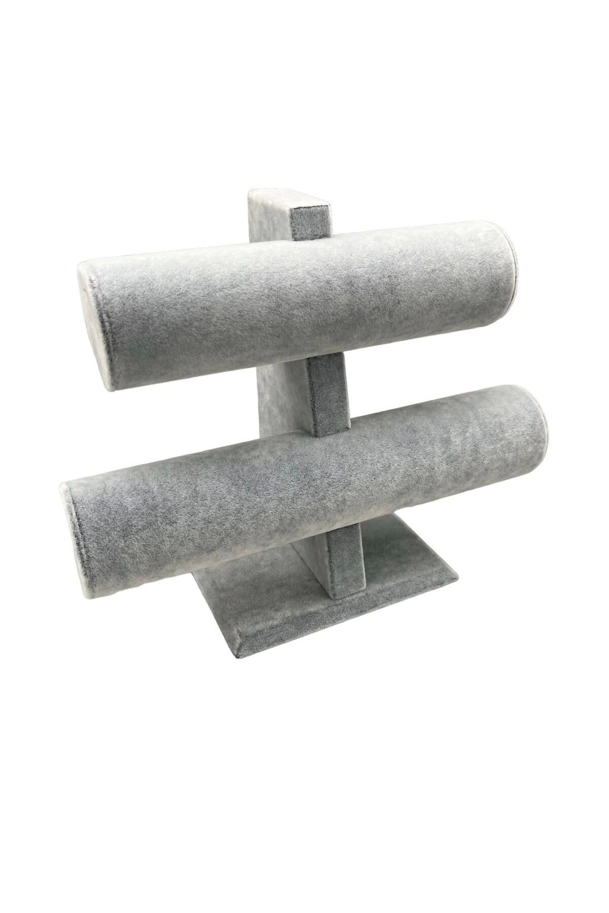 MeGass Dekor Producție Internă Acoperire Din Piele Intoarsa Culoare Gri 26/18 Cm Suport De Prezentare Pentru Bratara Ceas In Doua Trepte - One Size