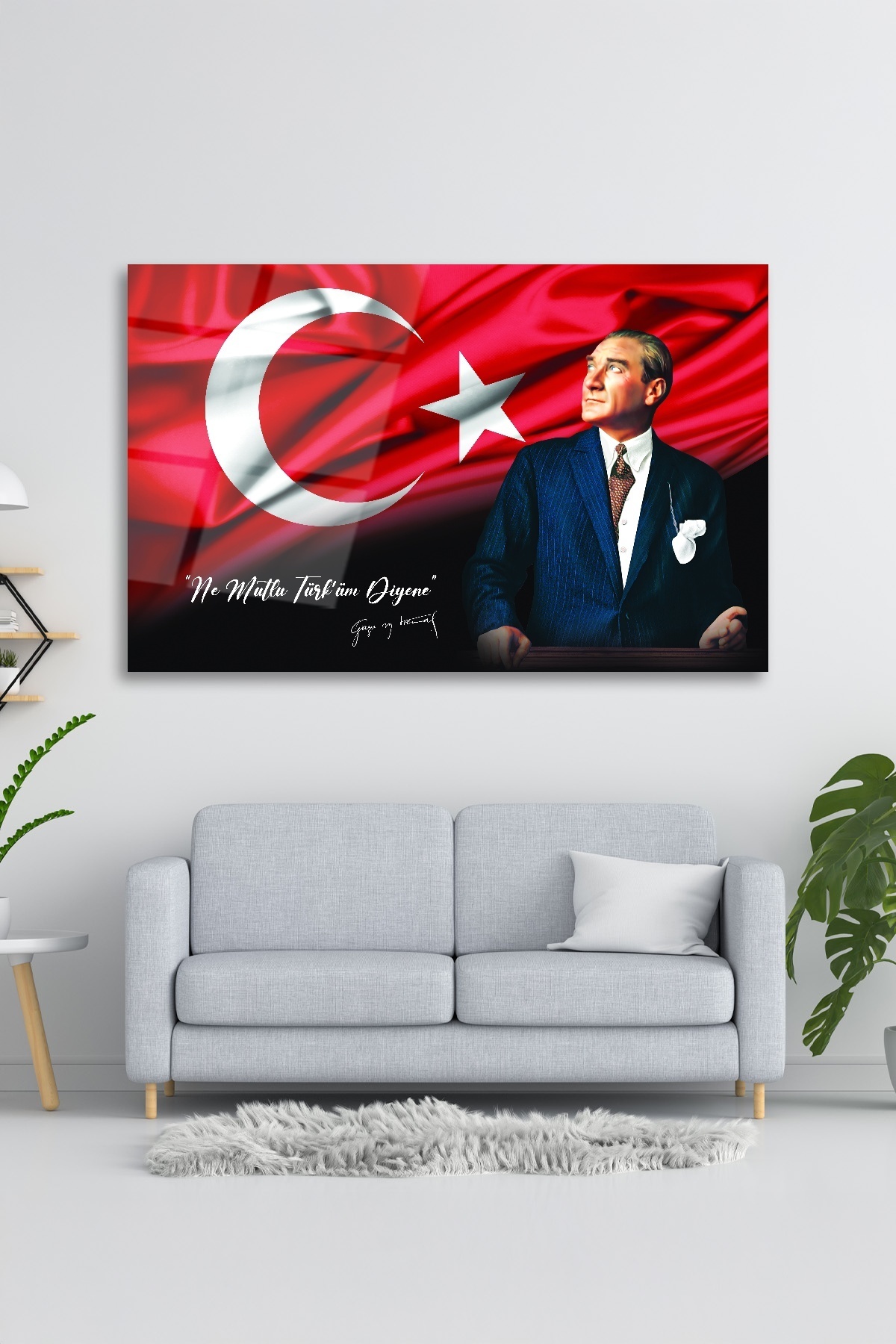 Türk Bayrağı Ve Atatürk Cam Tablo-1 görsel 3