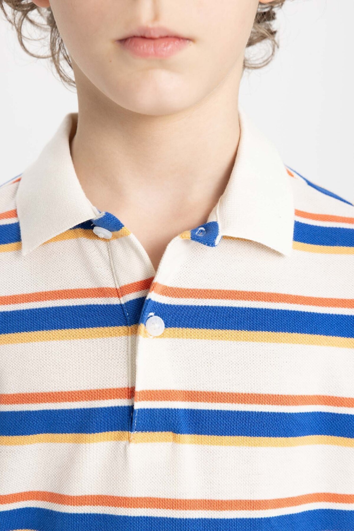 DeFacto-Tricou cu mânecă scurtă pentru băiat, cu guler polo, în dungi B6151a824sm 4