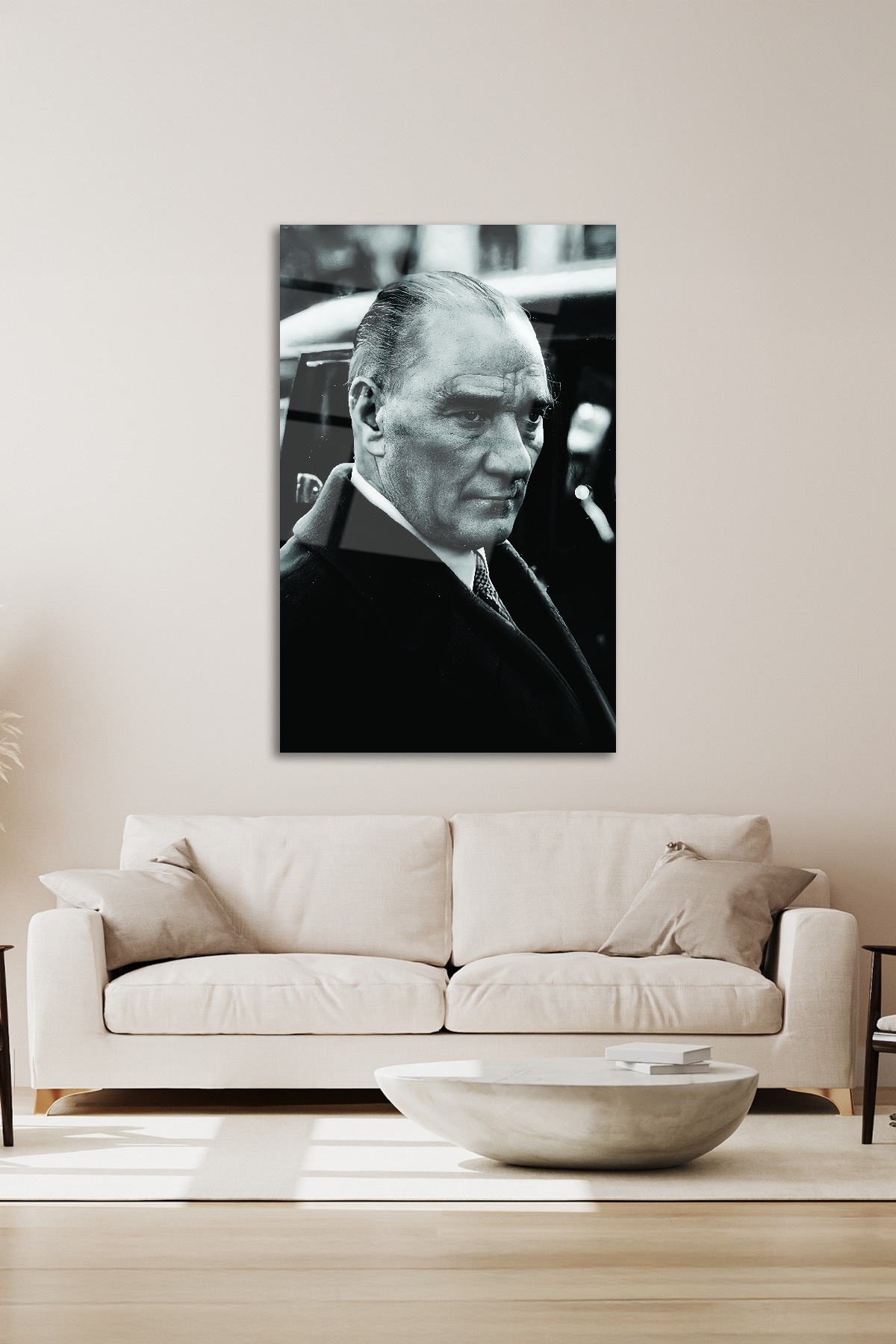 SİYAH BEYAZ ATATÜRK CAM TABLO-1 görsel 4