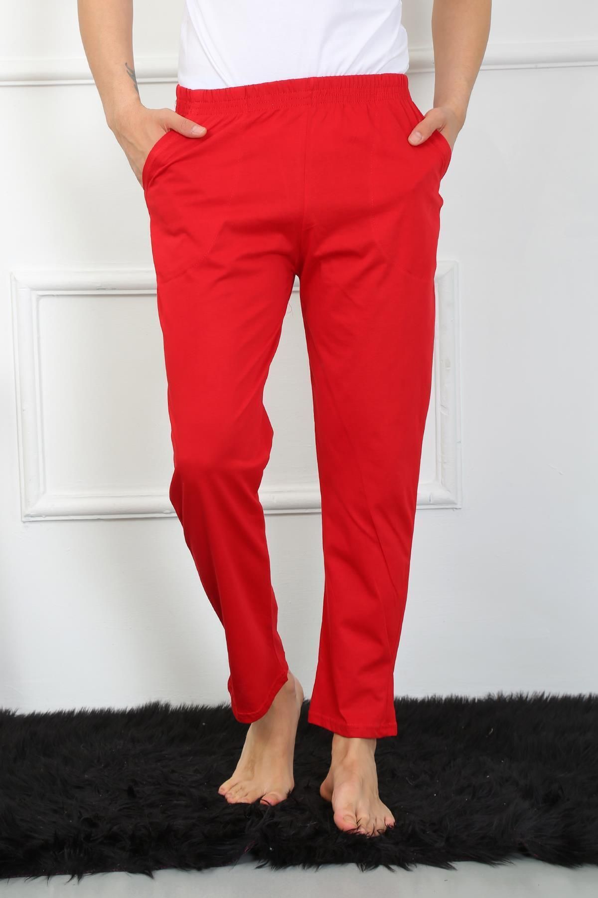 modaserdem-Mdsrdm Men's Single Bottom Pajamas-Red-100% Cotton 4