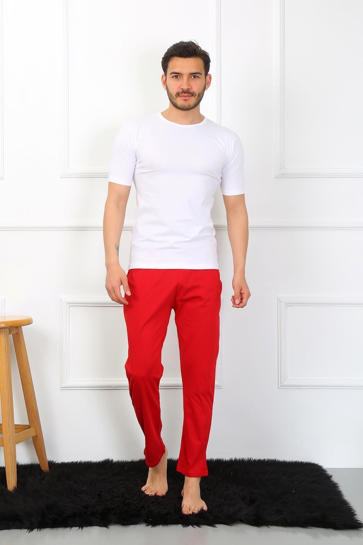 modaserdem-Mdsrdm Men's Single Bottom Pajamas-Red-100% Cotton 6