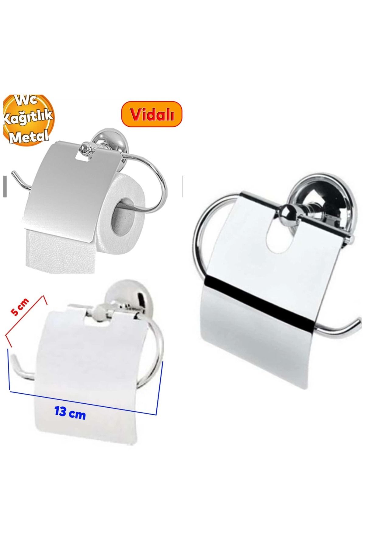 ÇEÇEN HOME Tuvalet Kağıtlık Aparat Kapalı WC Kağıt Standı Paslanmaz Metal Sağlam Vidalı Krom Renk