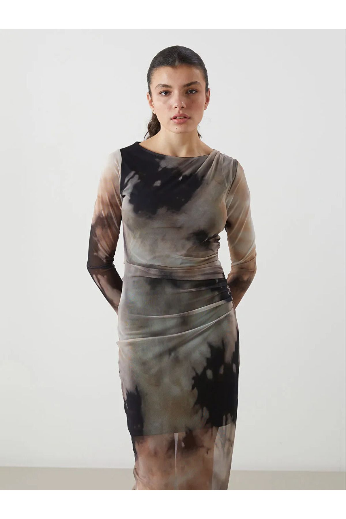 LC Waikiki-Rochie bodycon pentru femei LCW Vision Mixed Crewneck Tie Dye Print 2