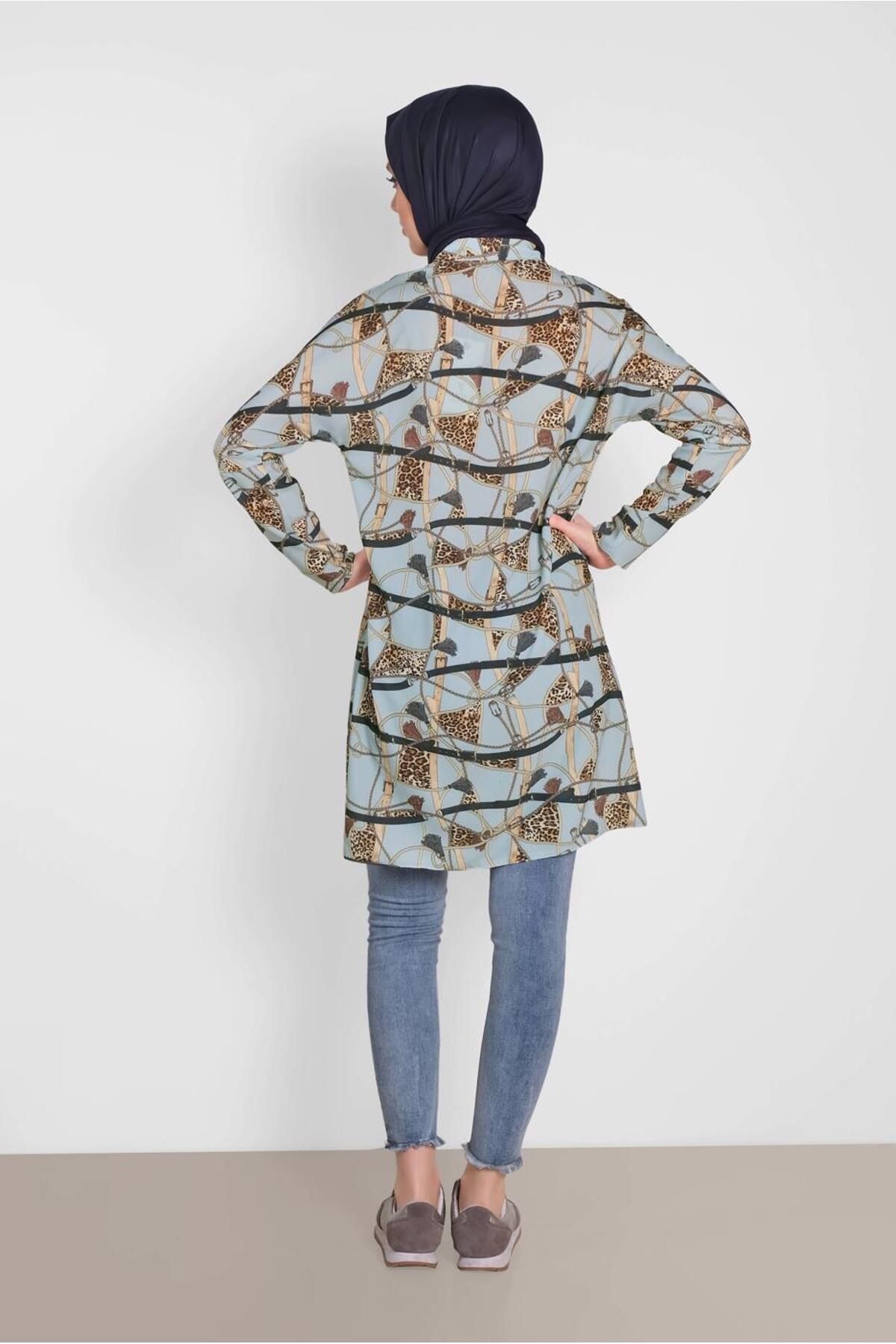 Alvina-Hidden Button Patterned Tunic 4492-1 3