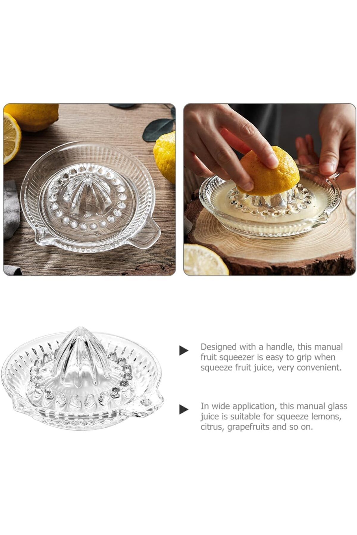 COOYA-Manual Glass Citrus Juicer,Portable,Easy to Clean,Pointy Design,Super Smooth Results,16x6 cm 2
