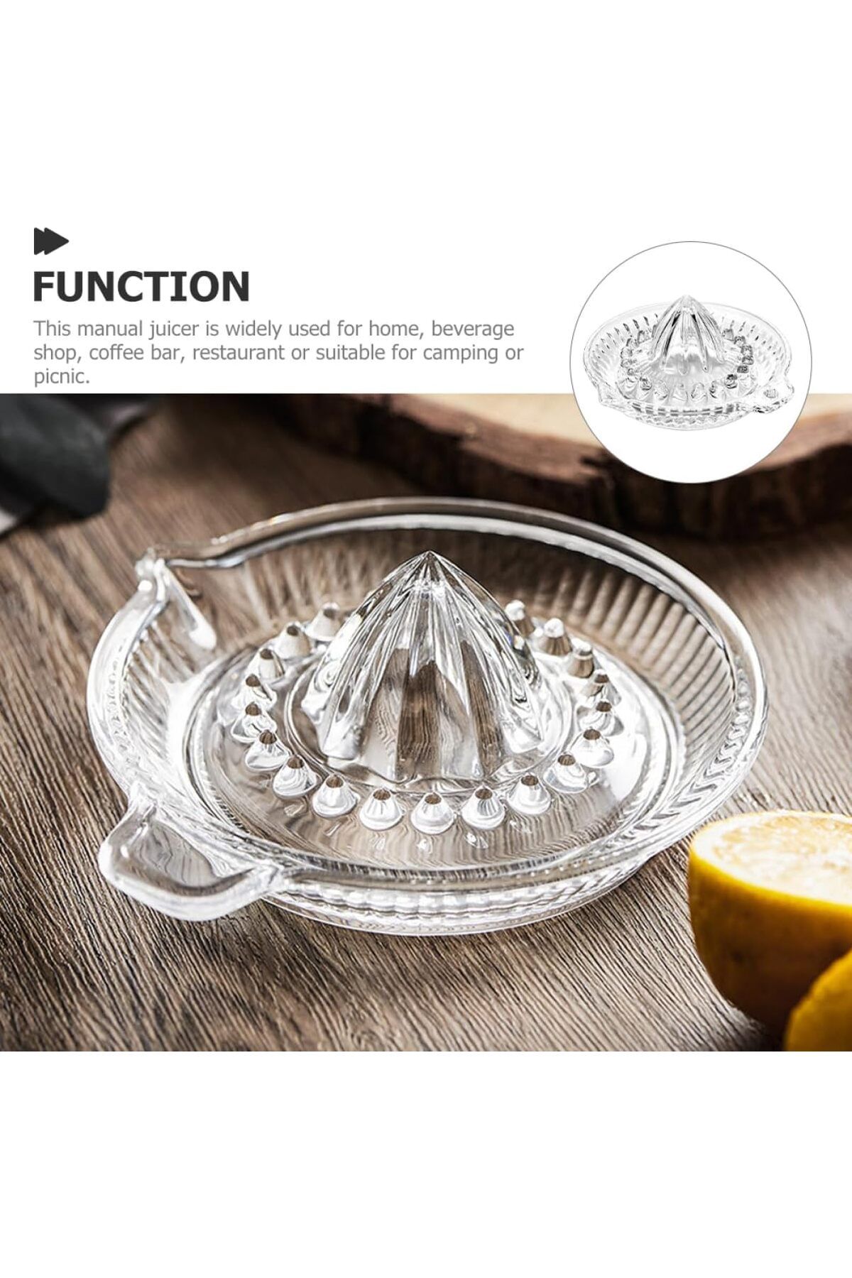 COOYA-Manual Glass Citrus Juicer,Portable,Easy to Clean,Pointy Design,Super Smooth Results,16x6 cm 6