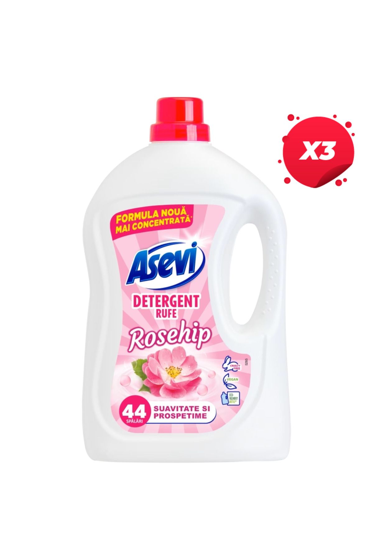 ASEVI X3 - Detergent Asevi Rufe Lichid 2.376l Trandafir Salbatic 44spalari - One Size