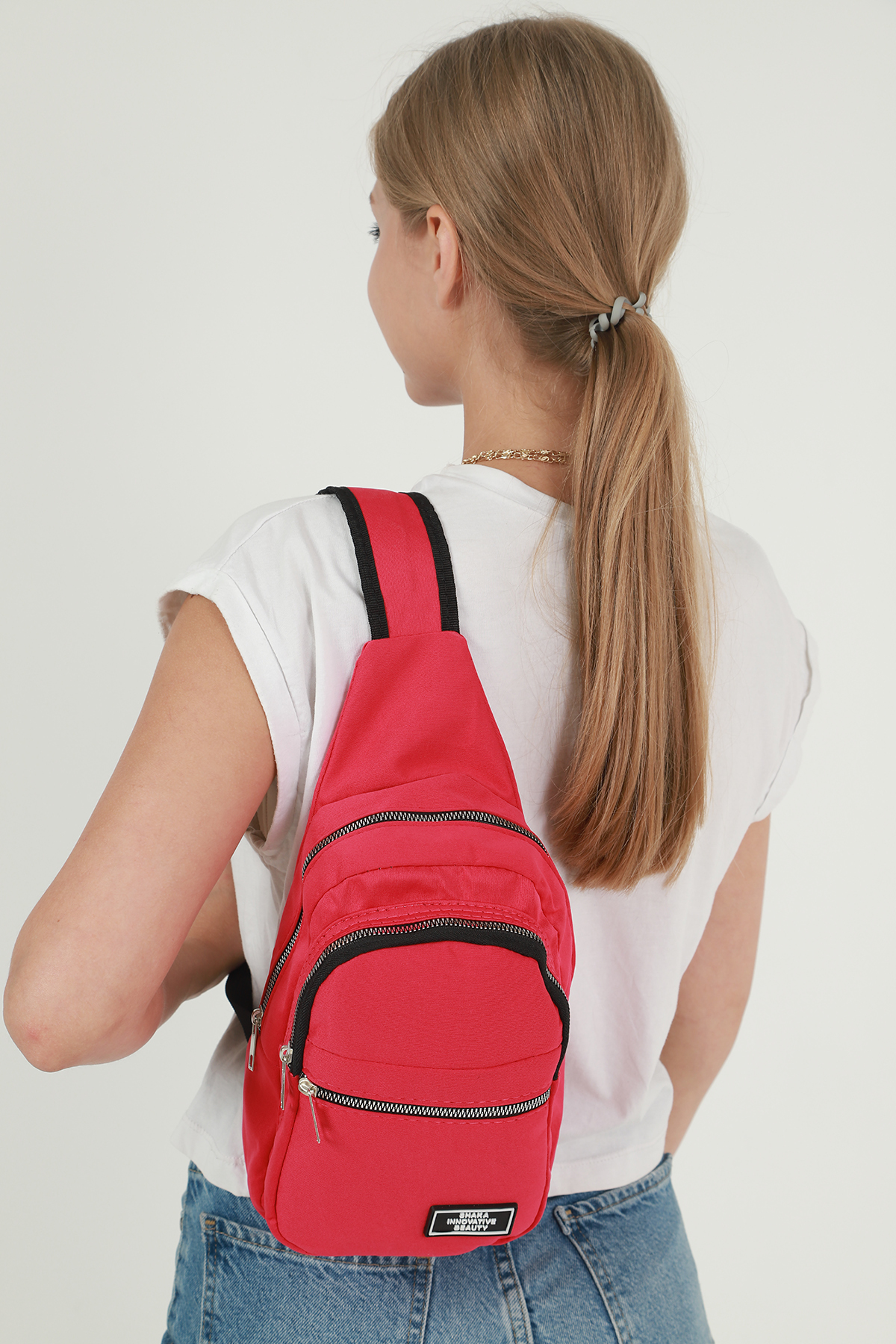 SHAKA Fuşya U3 3 Bölmeli Ayarlanabilir Çapraz Askılı Kanvas Unisex Bel Ve Omuz Çantası B:30 E:15 görsel 2