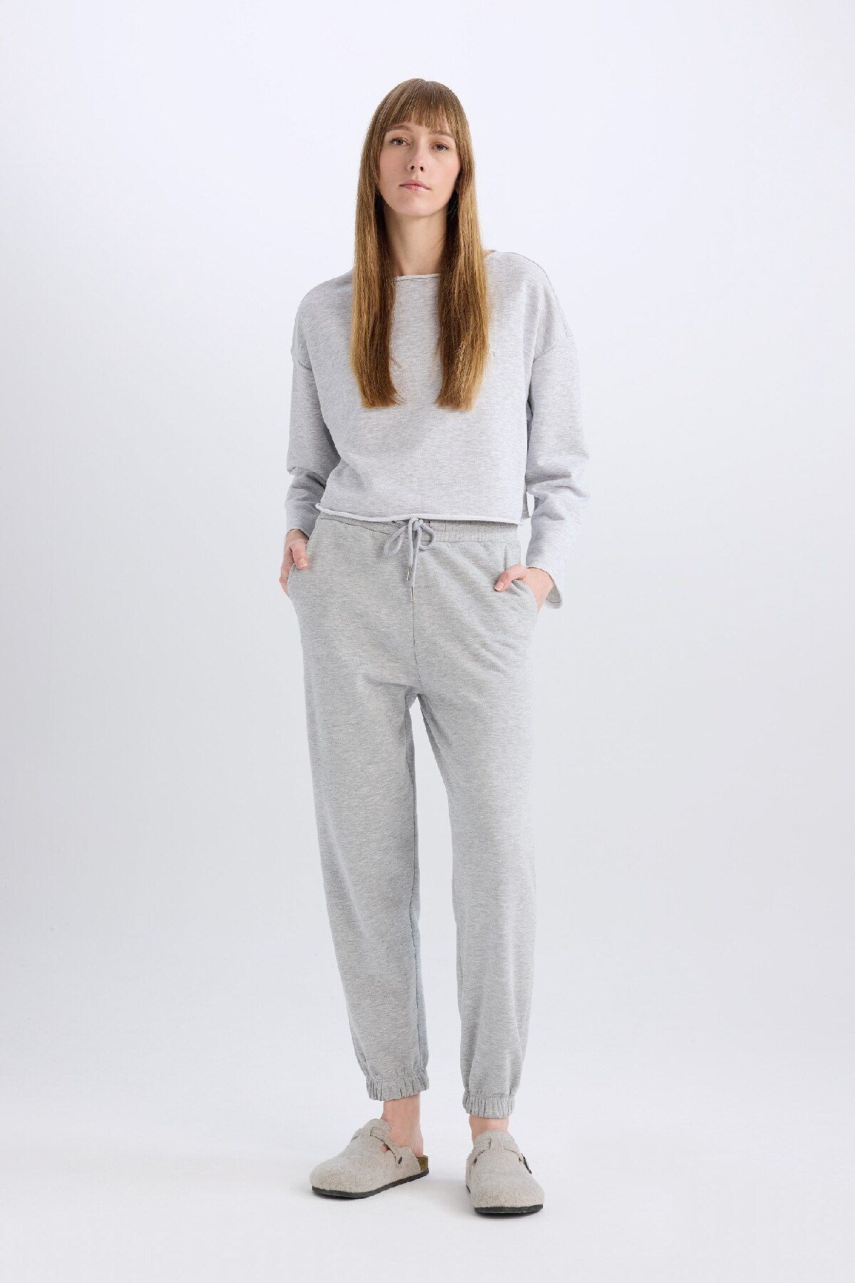 DeFacto-Topuri de pijama cu mânecă lungă cu gât crew Fall In Love - B1279ax23wn 2