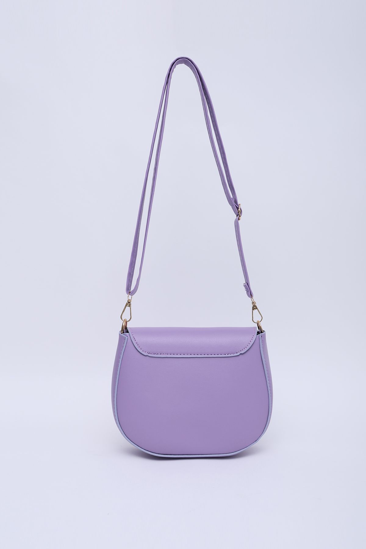 SHAKA-Lilac Shk17 Simple and Stylish Snap Closure Crossbody Shoulder Bag with Adjustable Strap L:16 E:18 W:6 4