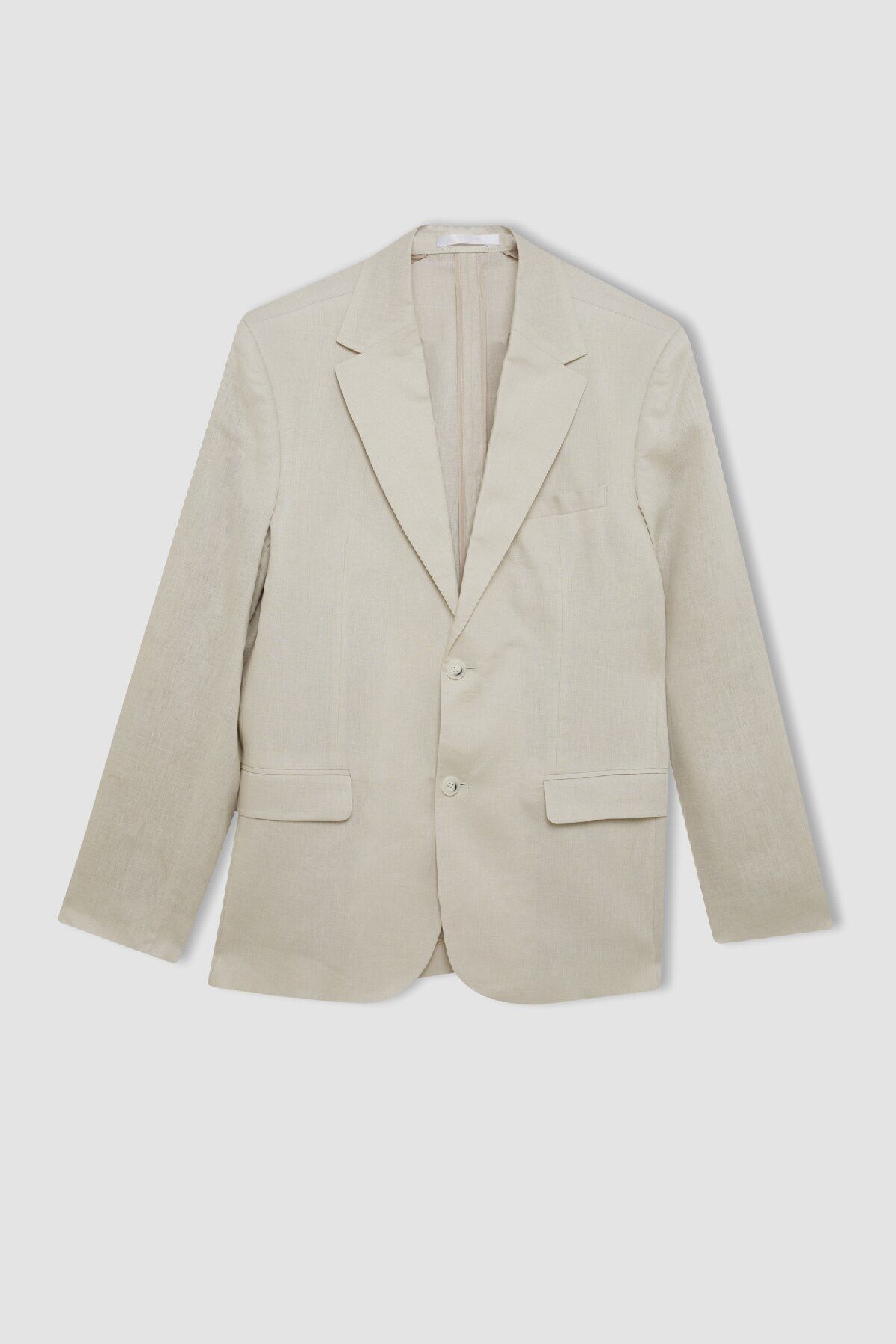DeFacto-Regular Fit Half Lining Buttoned Linen Blazer Jacket Z8075Az24Sm 1