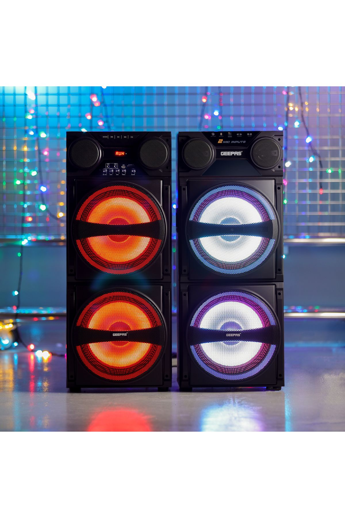 Geepas-نظام مكبر صوت هاي فاي مع جهاز تحكم عن بُعد، منفذ USB/SD/FM/BT، ومدخل ميكروفون/AUX | 80000 واط PMPO|GMS8517 4