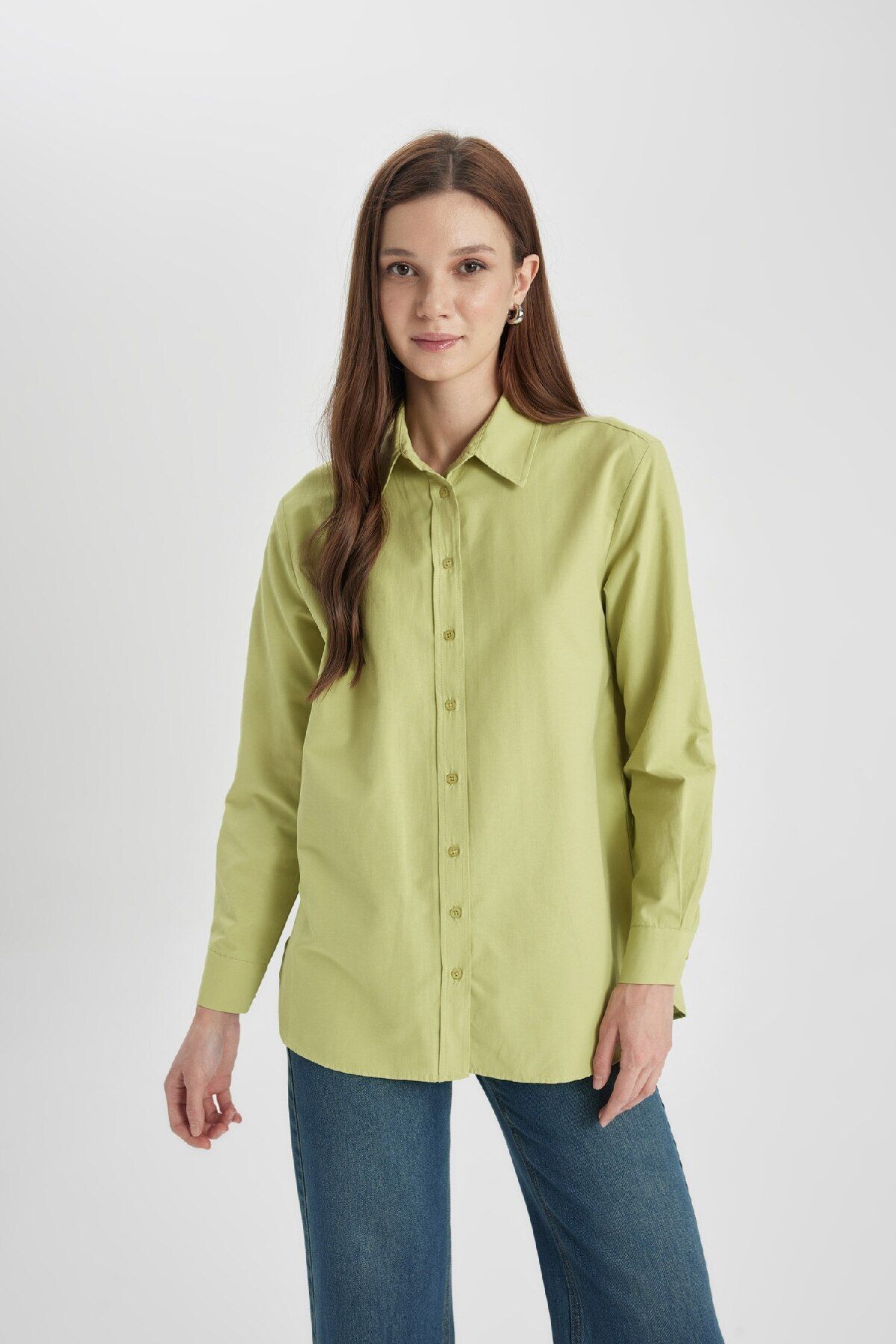 پیراهن آستین بلند Relax Fit Poplin B8314AX24SP Defacto