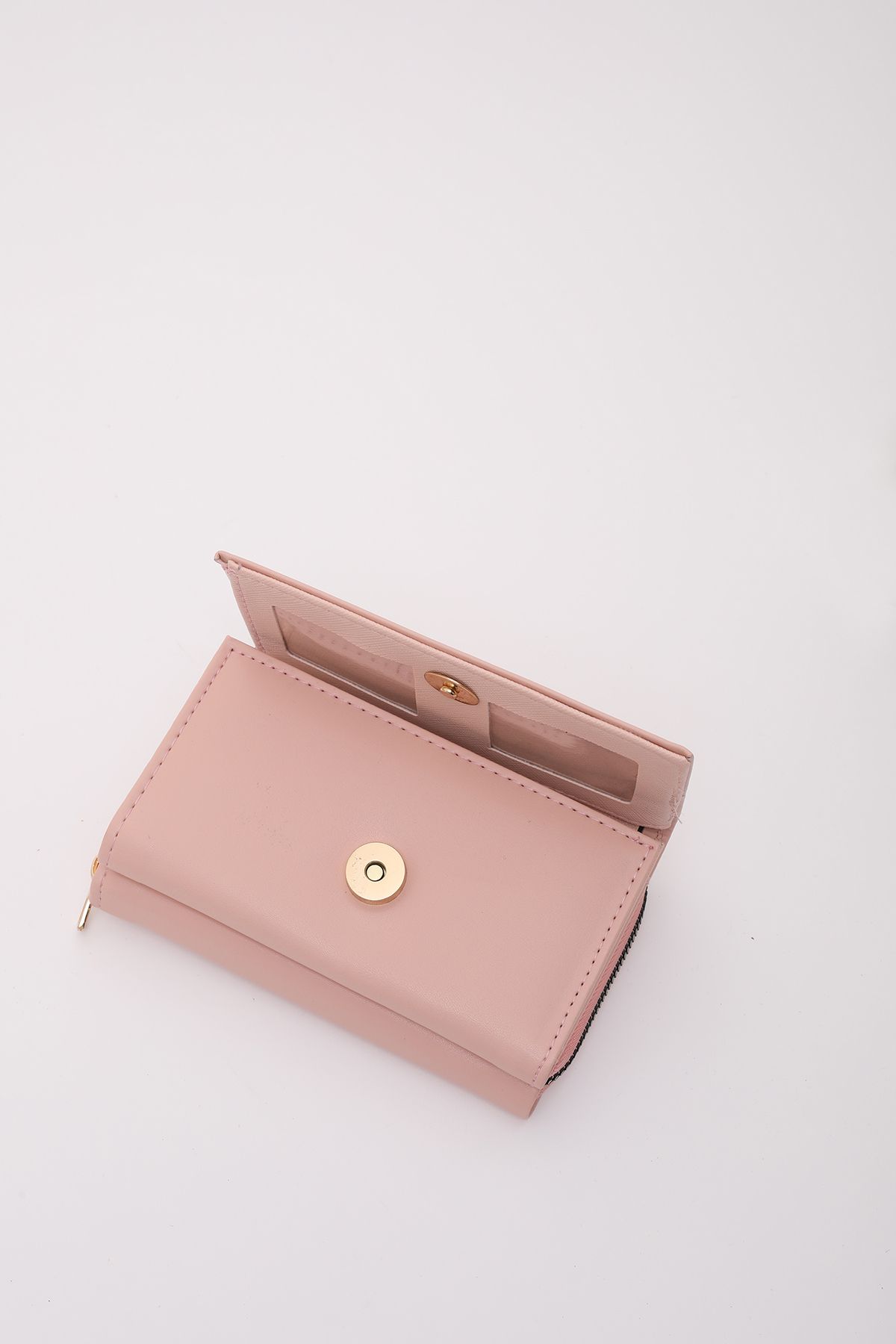 SHAKA-Powder Shk204 Faux Leather 13 Compartments, Card Holder, Paper and Coin Compartment Snap Wallet U:9 E:15 W:4 5