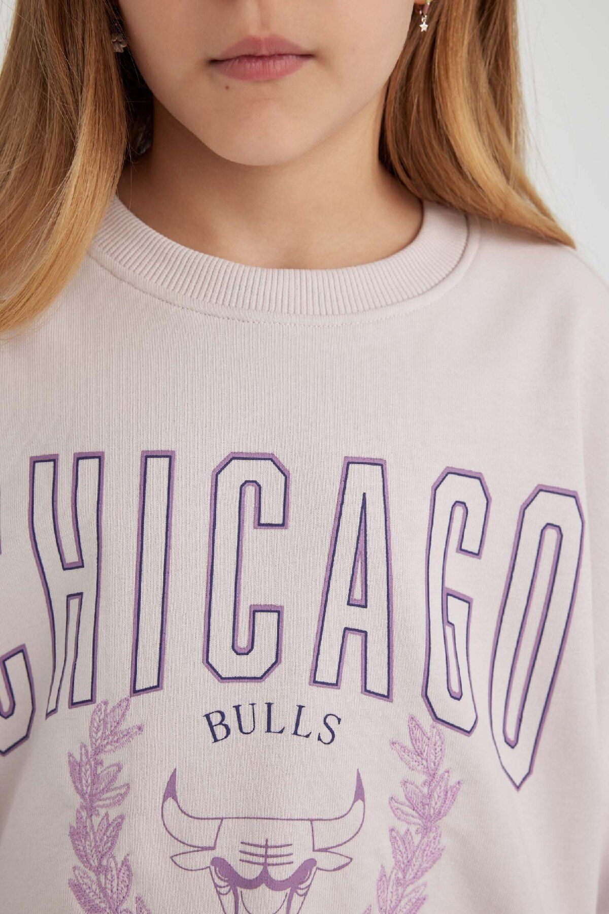 DeFacto-سويت شيرت بناتي من NBA Chicago Bulls - رقبة دائرية كبيرة الحجم C0802a824sp 8