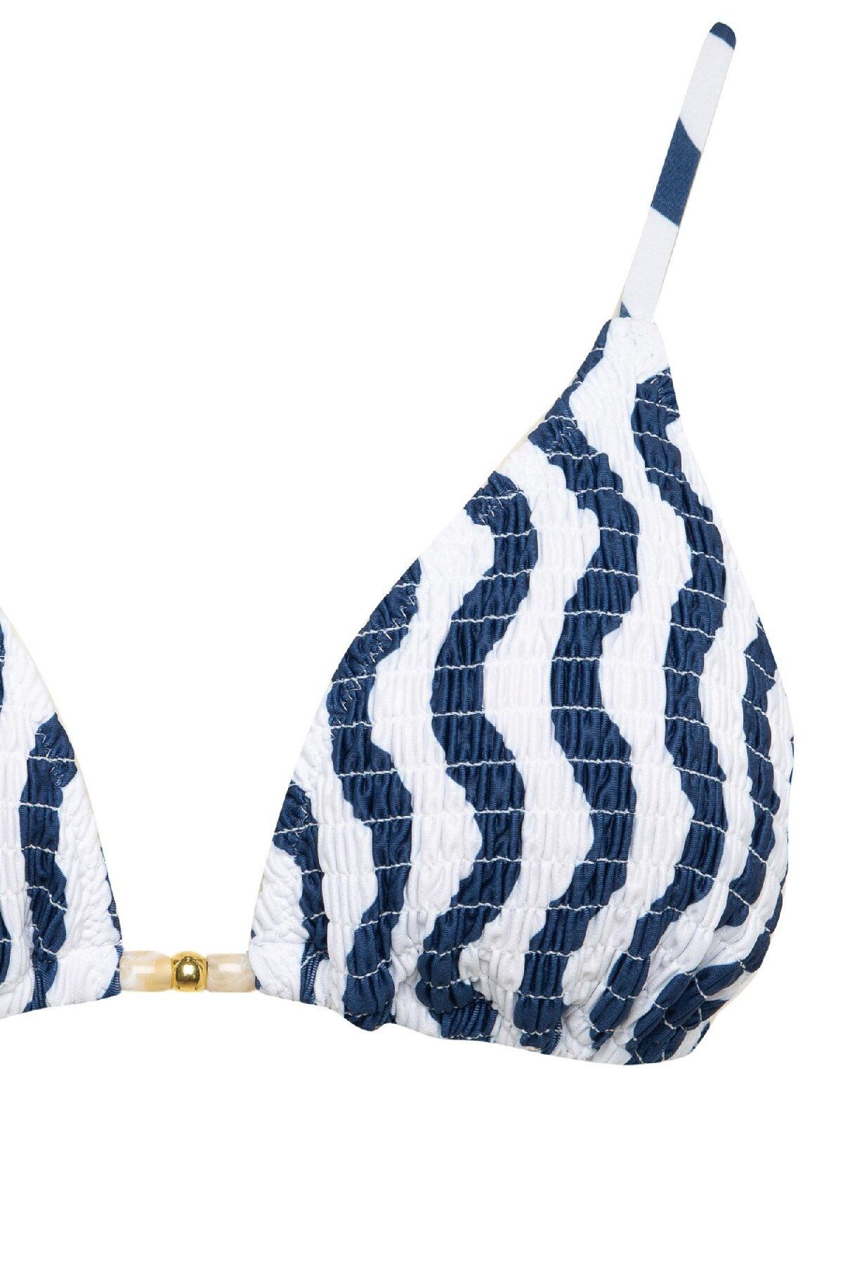 DeFacto-Gestreiftes Triangel-Bikinioberteil mit normaler Passform – Fall In Love B6941ax24sm 3