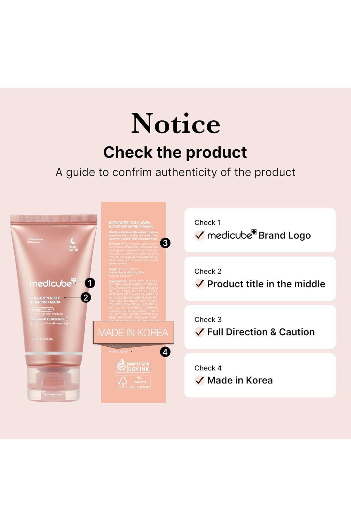 Medicube-75ml Collagen Night Wrapping Mask - Elasticity Protective, Collagen, Peel Off Sleep 3