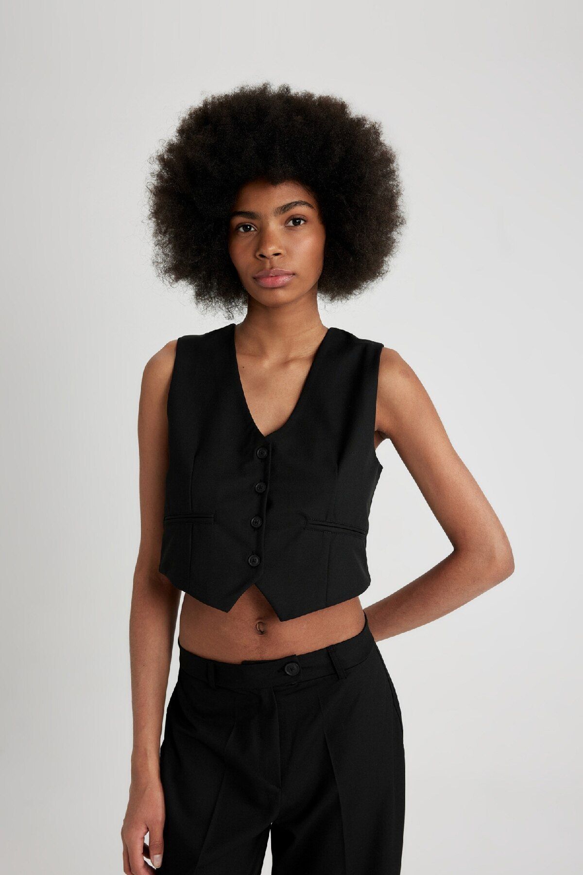 DeFacto-Basic Plain Blazer Vest with Regular Fit Buttons C1702Ax24Sp 4