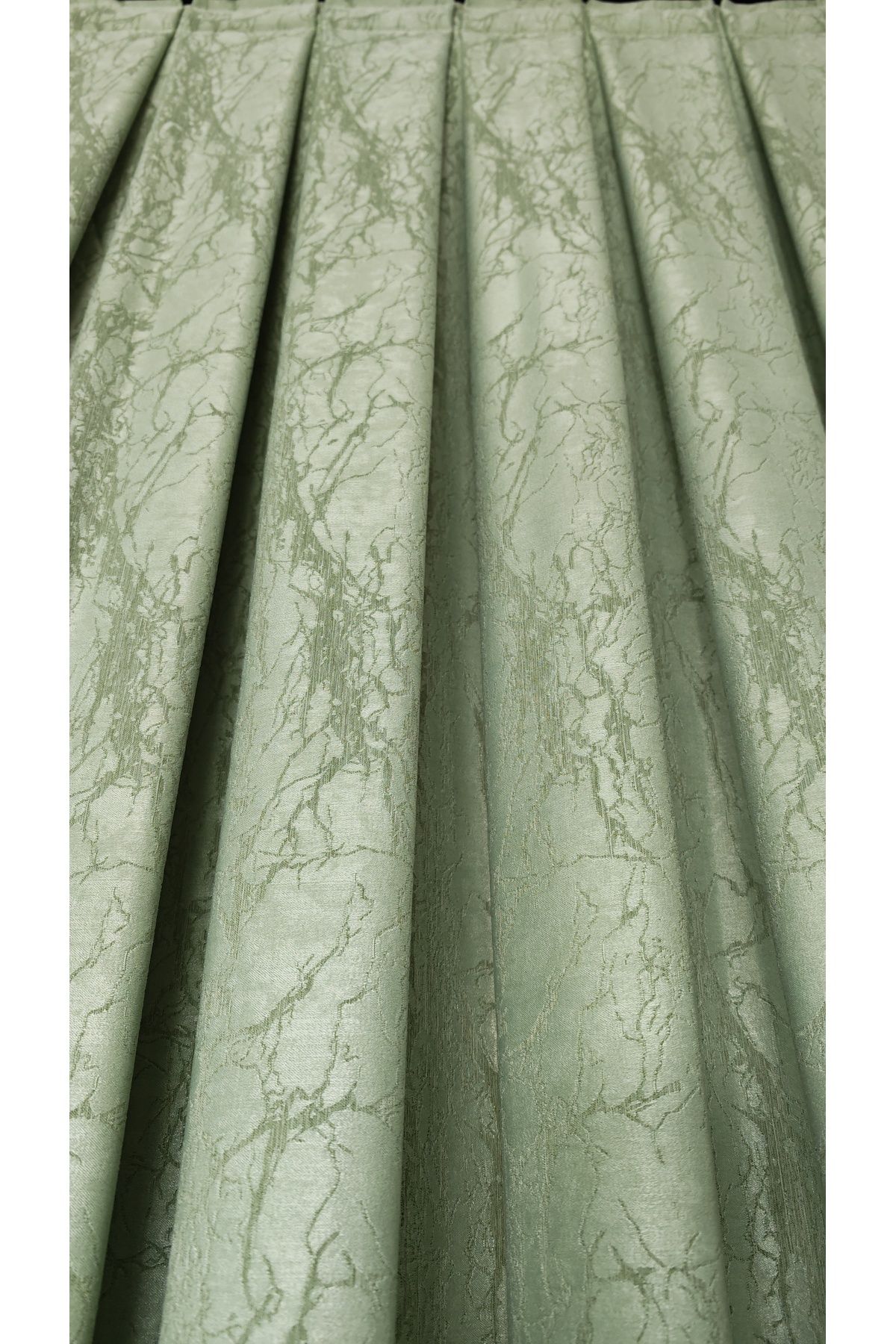 Yuka-Luxury Satin Textured Marble Pattern Panel Background Curtain 1/3 Dense Pleated Single Wing 3