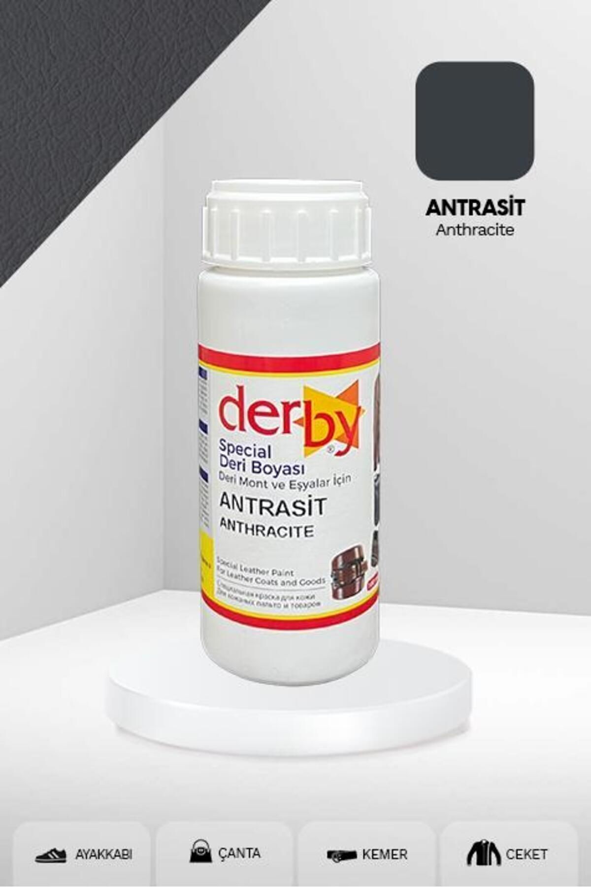 Derby Special Antrasit Deri Boyası 100 ml / Mont Eşya Çanta Kemer Cüzdan Ayakkabı Deri Boyası