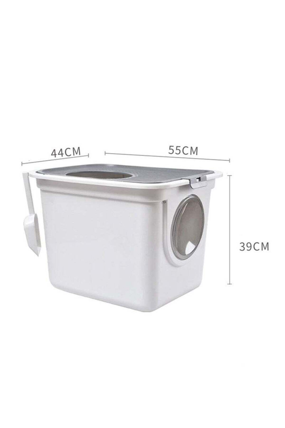 COOYA-Enclosed cat litter box with scoop, two-way entrance and exit, easy to clean, splash-proof, gray 4