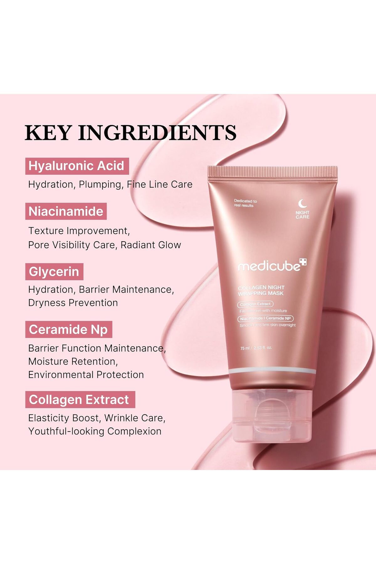 Medicube-75ml Collagen Night Wrapping Mask - Elasticity Protective, Collagen, Peel Off Sleep 4