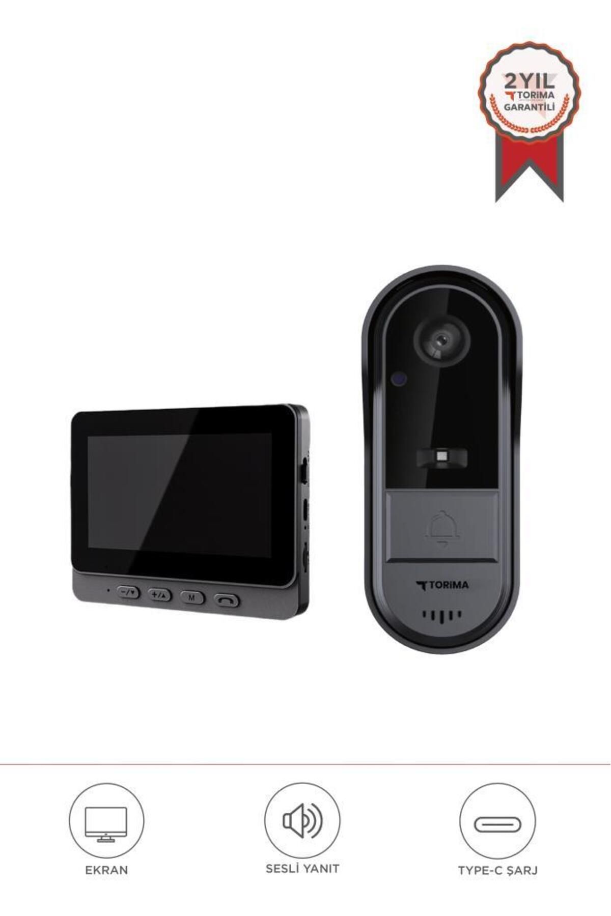 CMR-25 Siyah Monitörlü Akıllı Su Geçirmez Kablosuz Görüntülü Kapı Zili