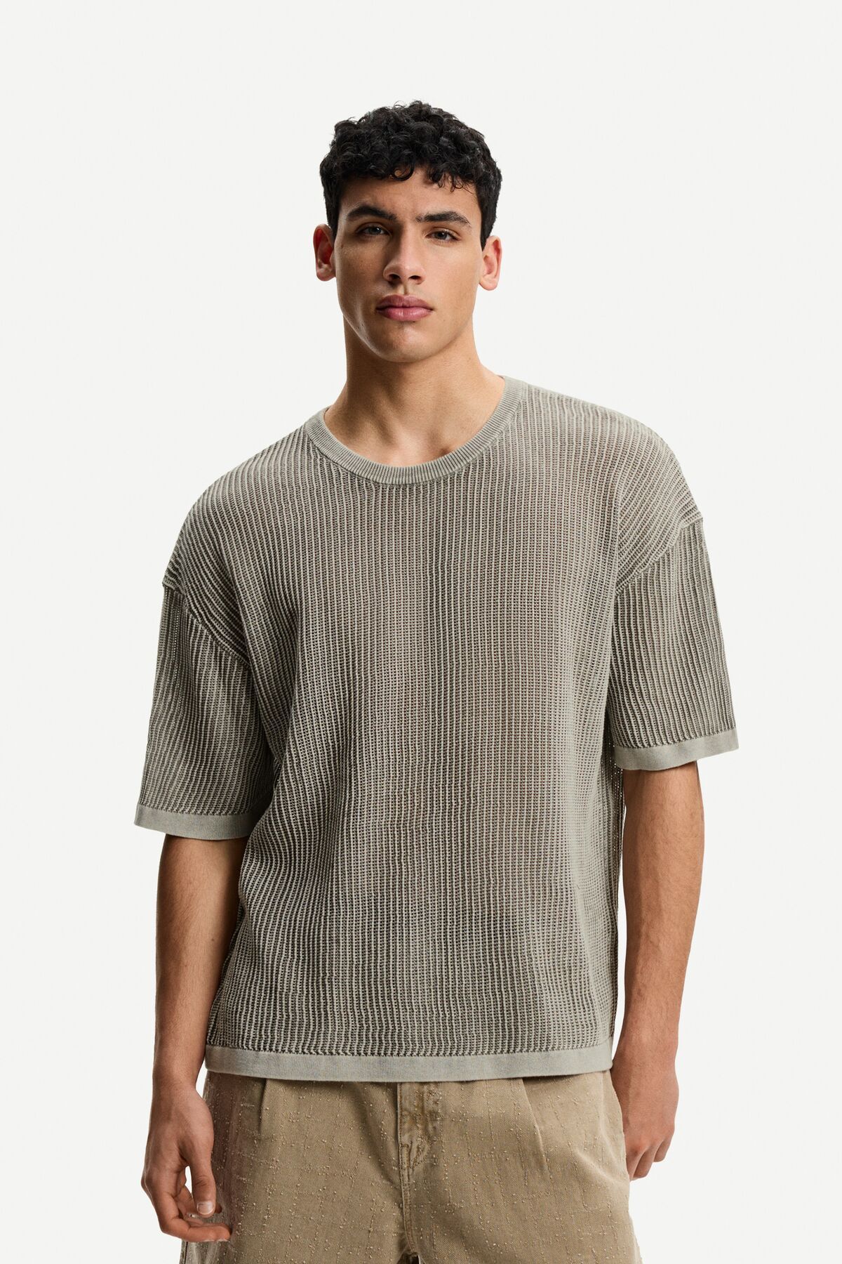 تی شرت توری آستین کوتاه Bershka