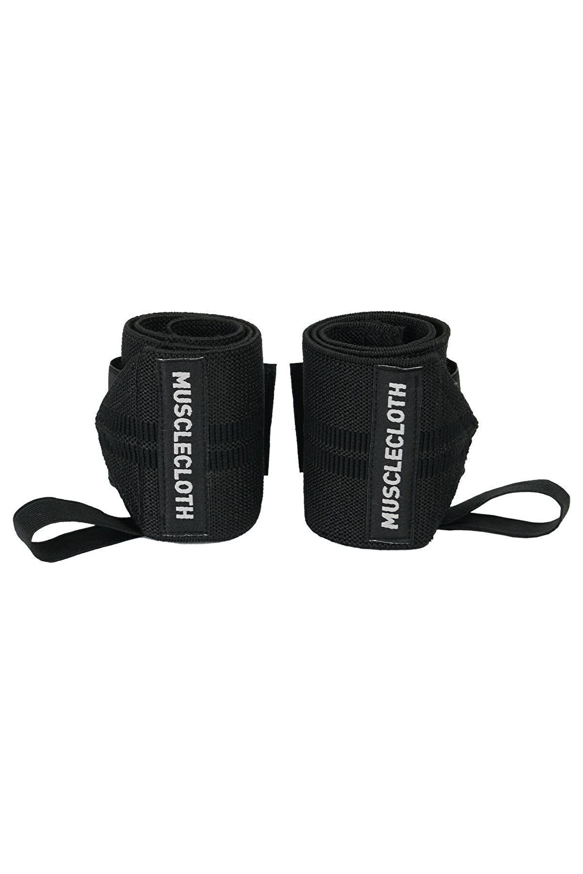 MUSCLECLOTH Pro Wrist Wraps Siyah 2'li Paket Siyah