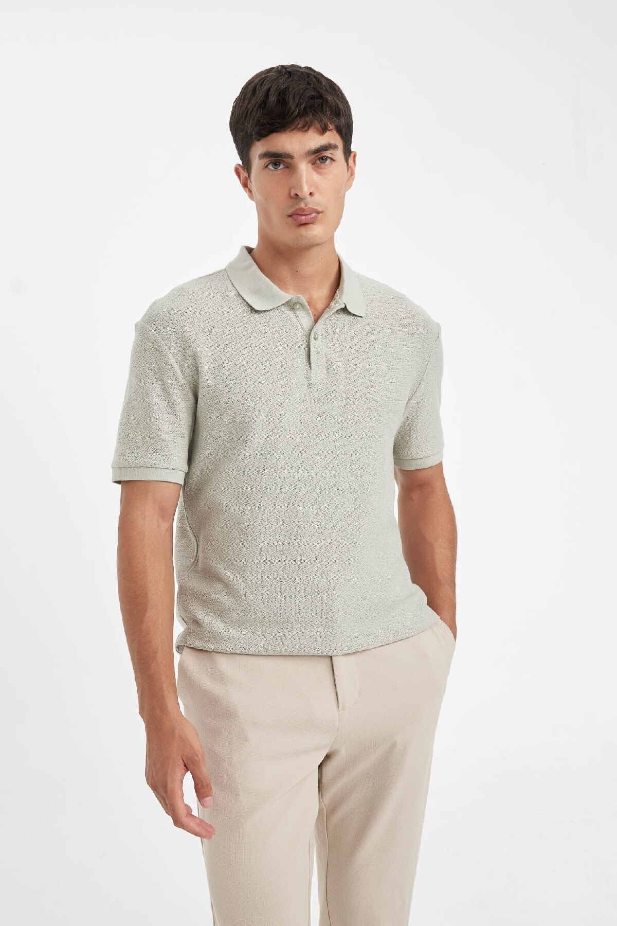 DeFacto-Tričko Crepe Polo – Regular Fit, Krátký rukáv C4149Ax24Sm 3