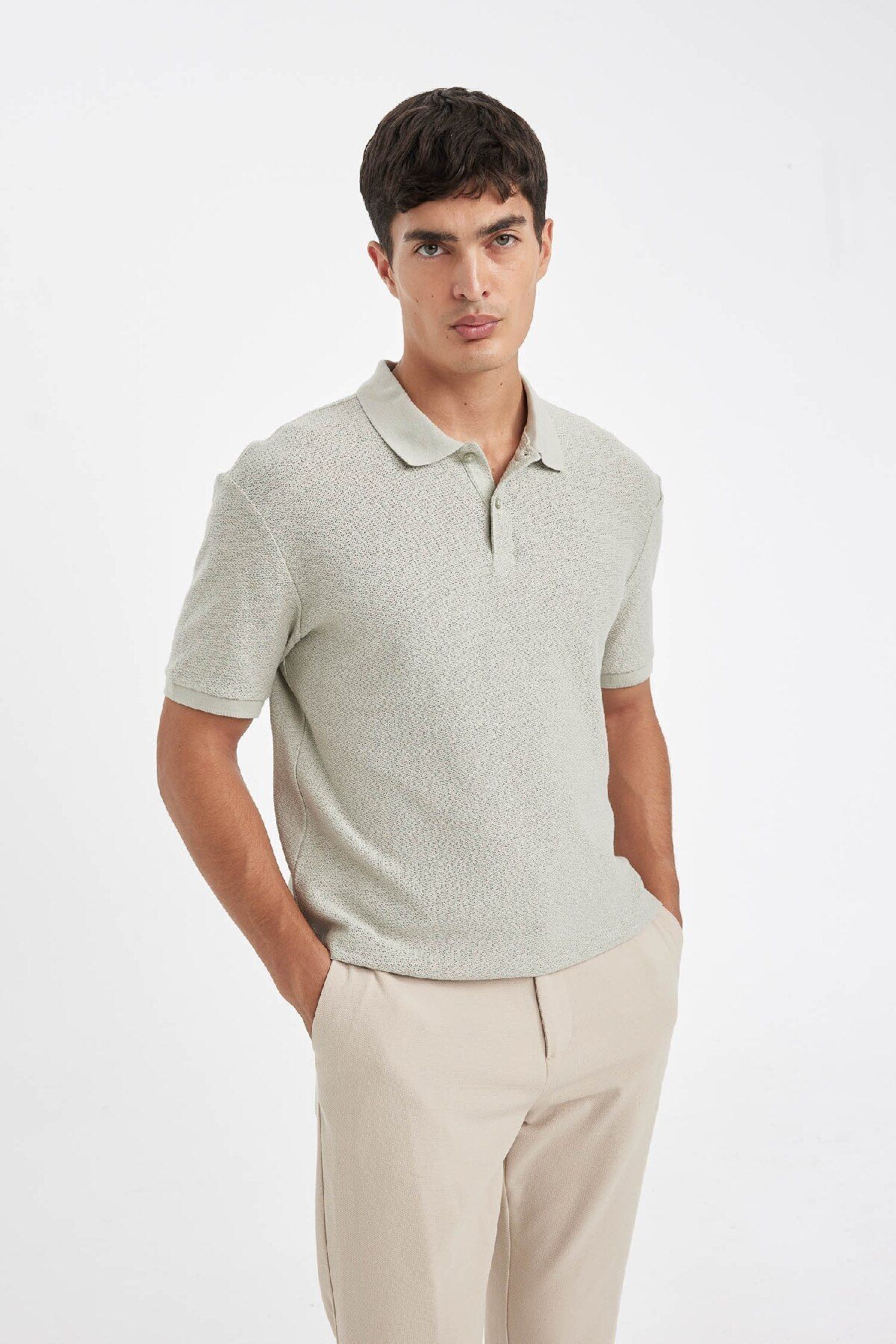 DeFacto-Tričko Crepe Polo – Regular Fit, Krátký rukáv C4149Ax24Sm 5