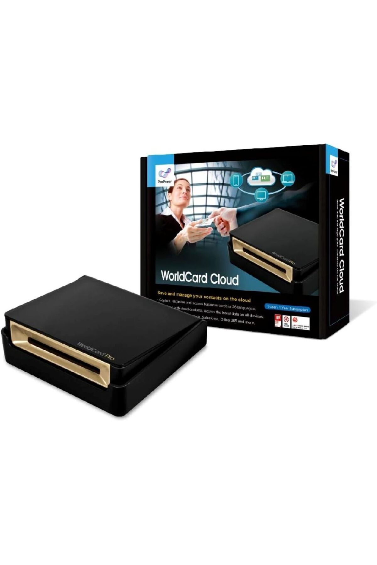 Penpower WorldCard Cloud Kartvizit Tarayıcı & 1 Yıllık Abonelik, 1 Kullanıcı