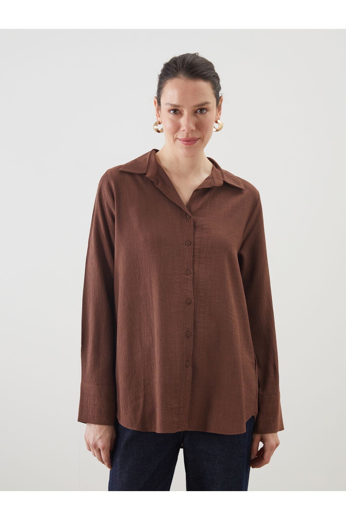 LC Waikiki-Textured Crinkle Women's Shirt 1