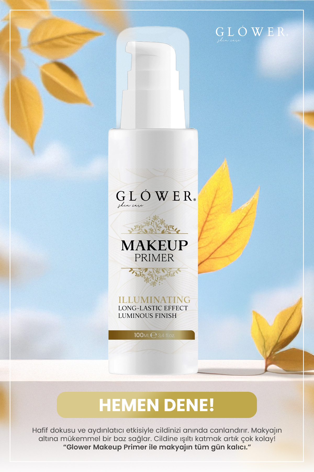 Make-Up Primer Işıltı ve Aydınlık Veren Makyaj Bazı 100ML — سفید glw_makyaj_bazı — تصویر 4 از 5
